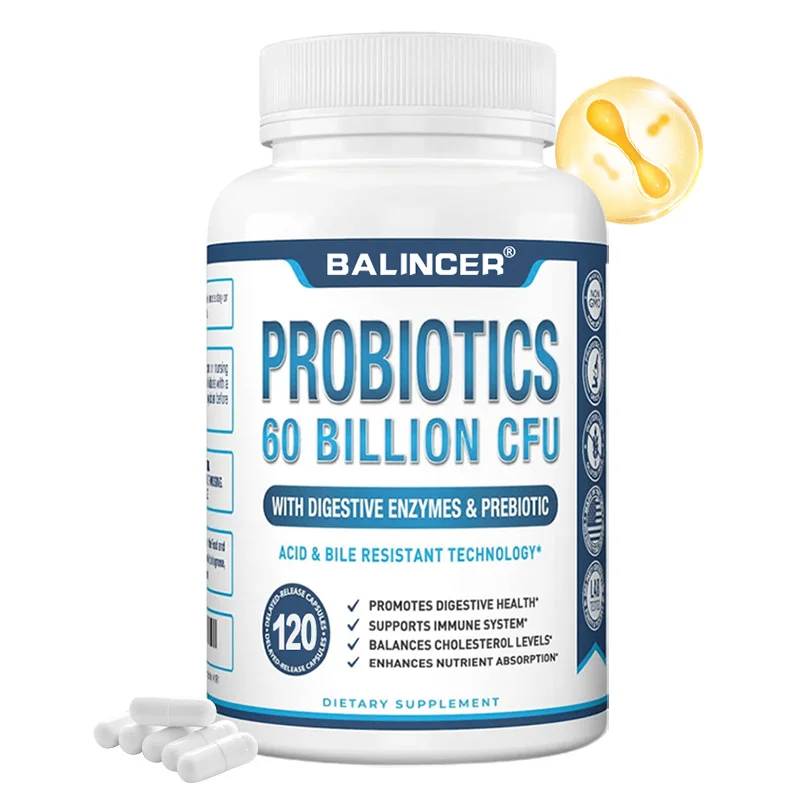 Suplementos probióticos + prebióticos: contiene enzimas digestivas para apoyar la salud digestiva y el sistema inmunológico