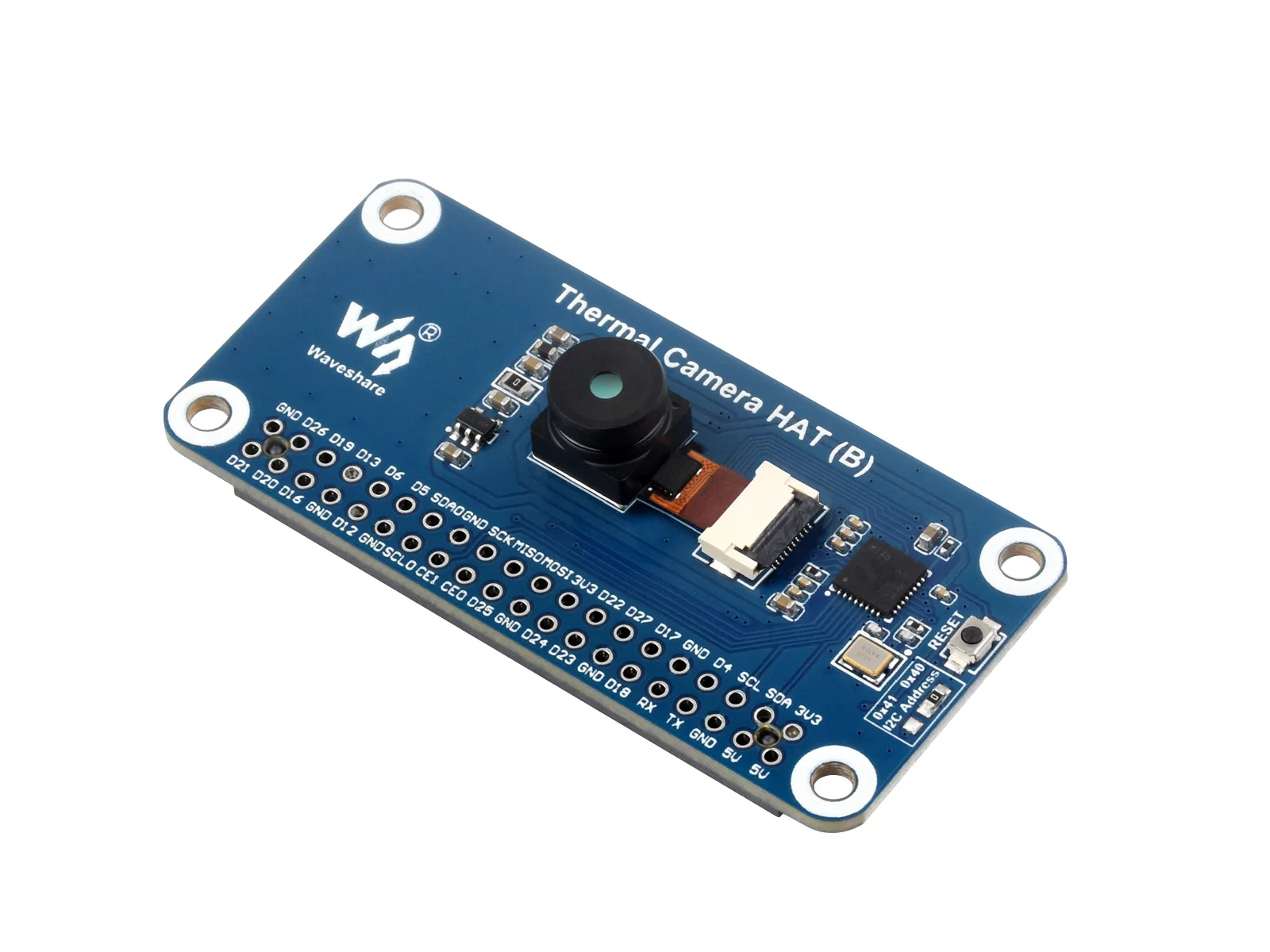 Sombrero de cámara de imagen térmica IR de onda larga Waveshare (B) para Raspberry Pi, opciones para 45 ° /90 °   FOV, Cámara IR Raspberry Pi, 80×62