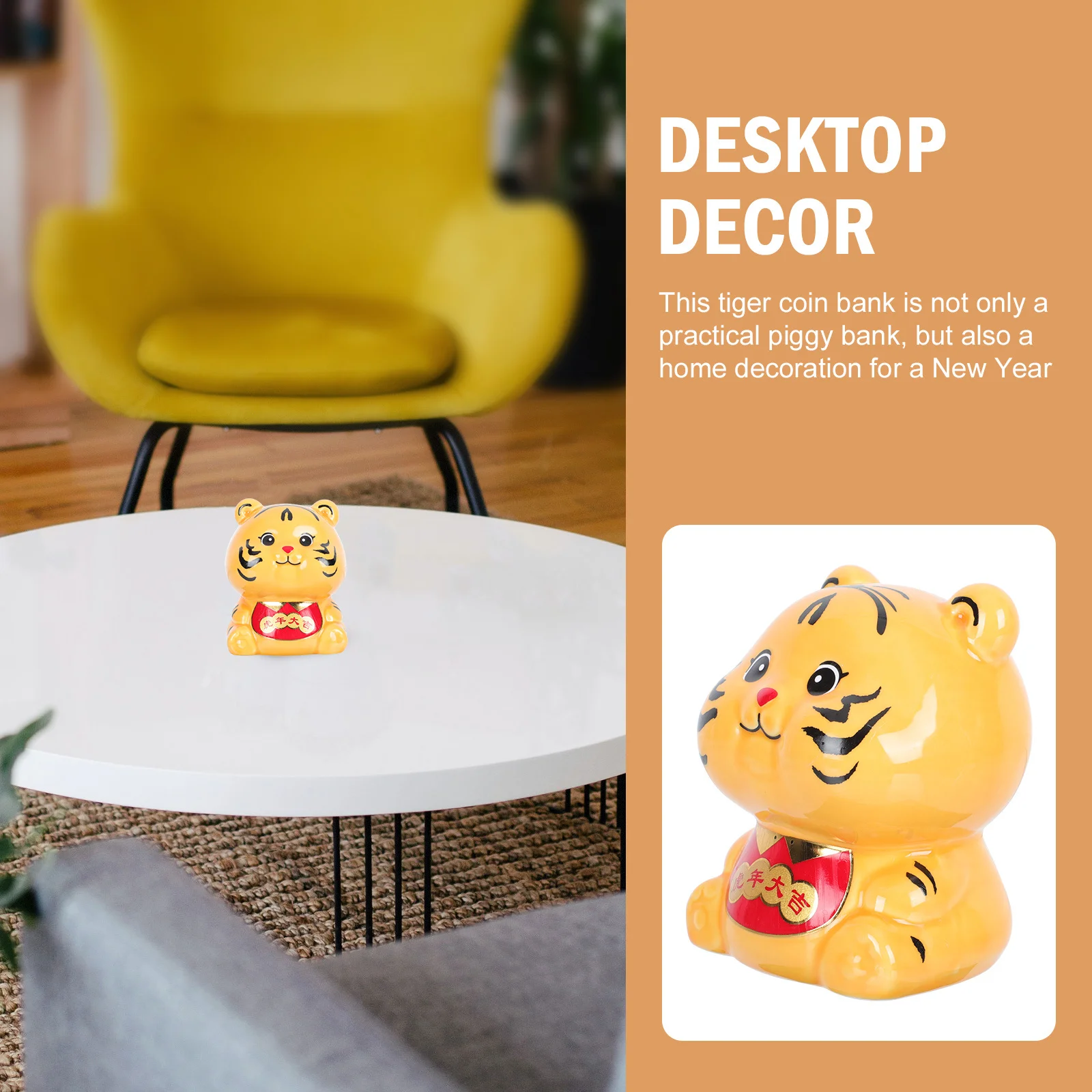 

Tiger Coin Bank Ceramic Money Saving Box Creative Tiger Shape Design Home Decor New Year Gift Kids Room Decoration