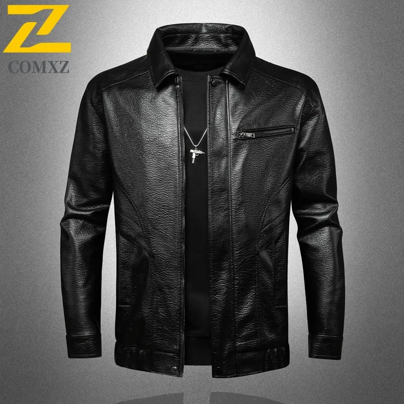 

COMXZ Мужская мотоциклетная кожаная куртка Премиум Комфорт в американском стиле Легкая повседневная дорожная износостойкая осенняя новая ветровка