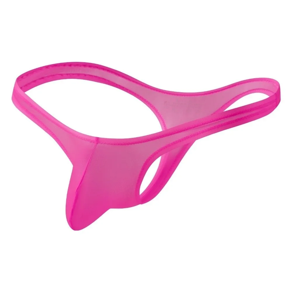 Soft Low Waist Ice Silk Thong Transparent Lingerie Triangle Underwear Seamless U Convex Pouch T-back Bikini Briefs Honeymoon