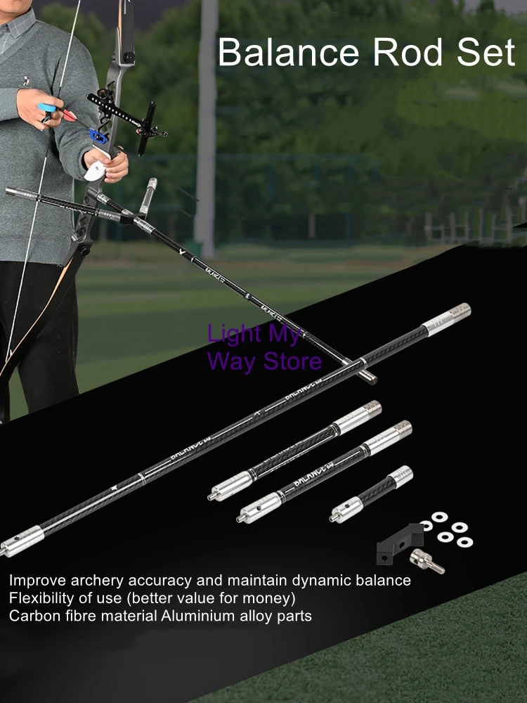 Shooting Archery Shock Absorber Recurve Bow Balance Rod Set Side Rods Extension Rods Carbon Rods Athletic Competition