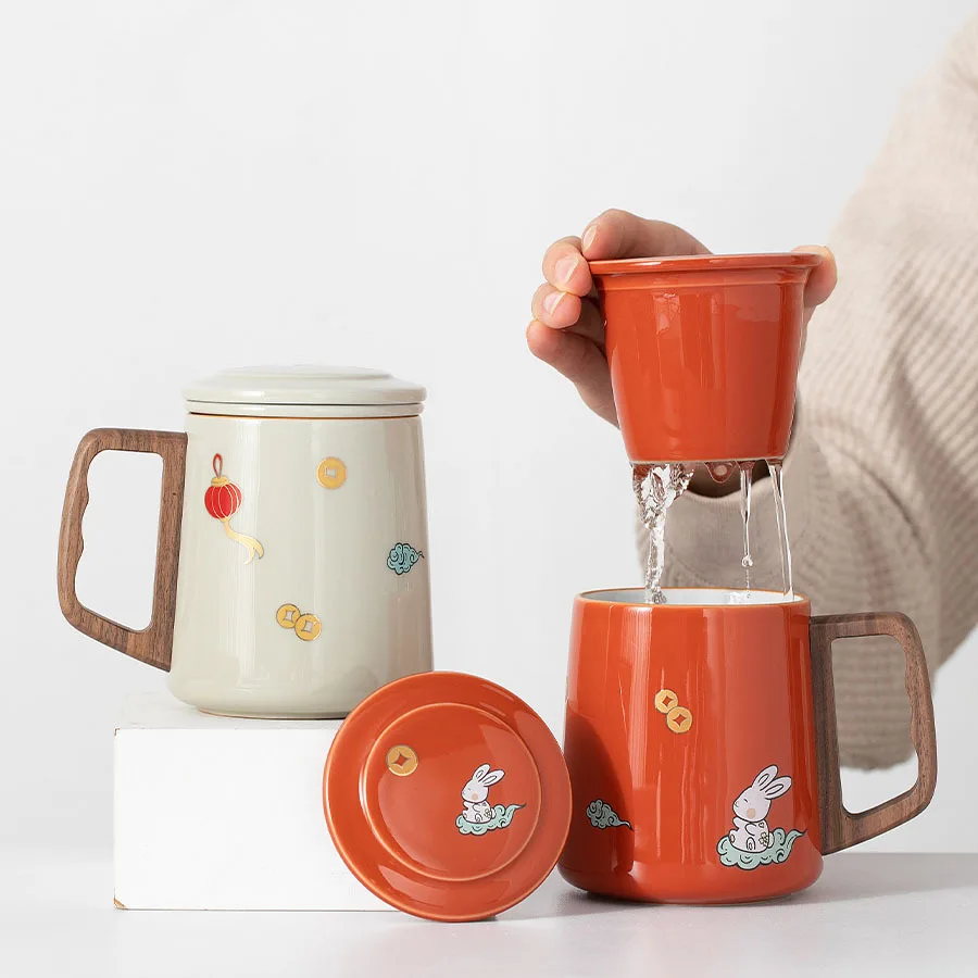 

X-23 ceramic tea mug with lid filter water cup handle teacup female and male office tea separation office cup