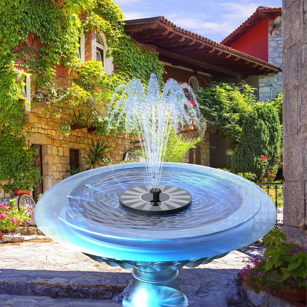 

1 комплект, новый уличный солнечный фонтанный водяной насос мощностью 1 Вт с 6 насадками, подходит для садовой птичьей ванны, плавающей водной ландшафтного украшения