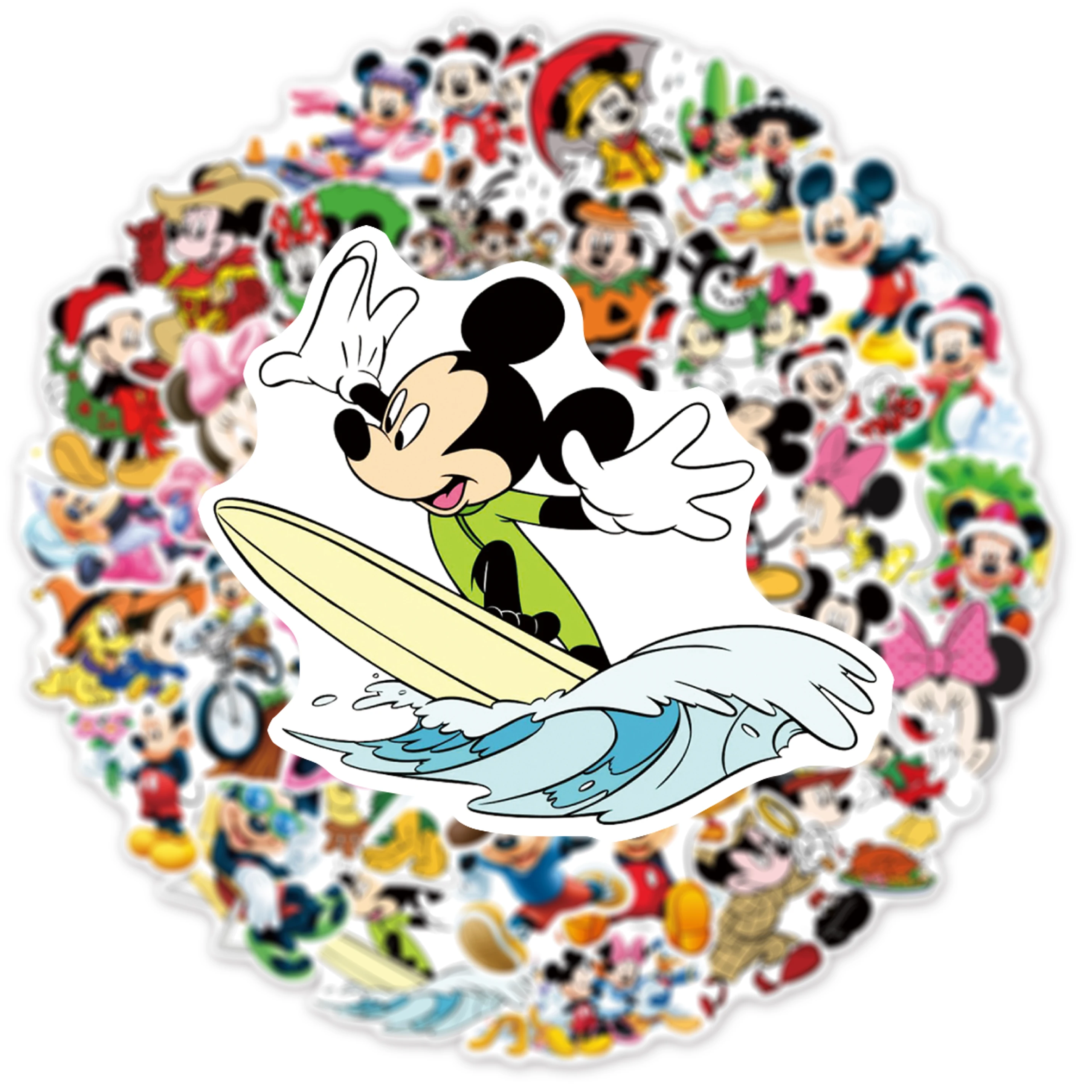 10/30/50/Pcs Cute Disney Mickey Mouse Stickers Decal for Kid Toys Phone Laptop Car Scrapbooking Stationery Cartoon Sticker Gift