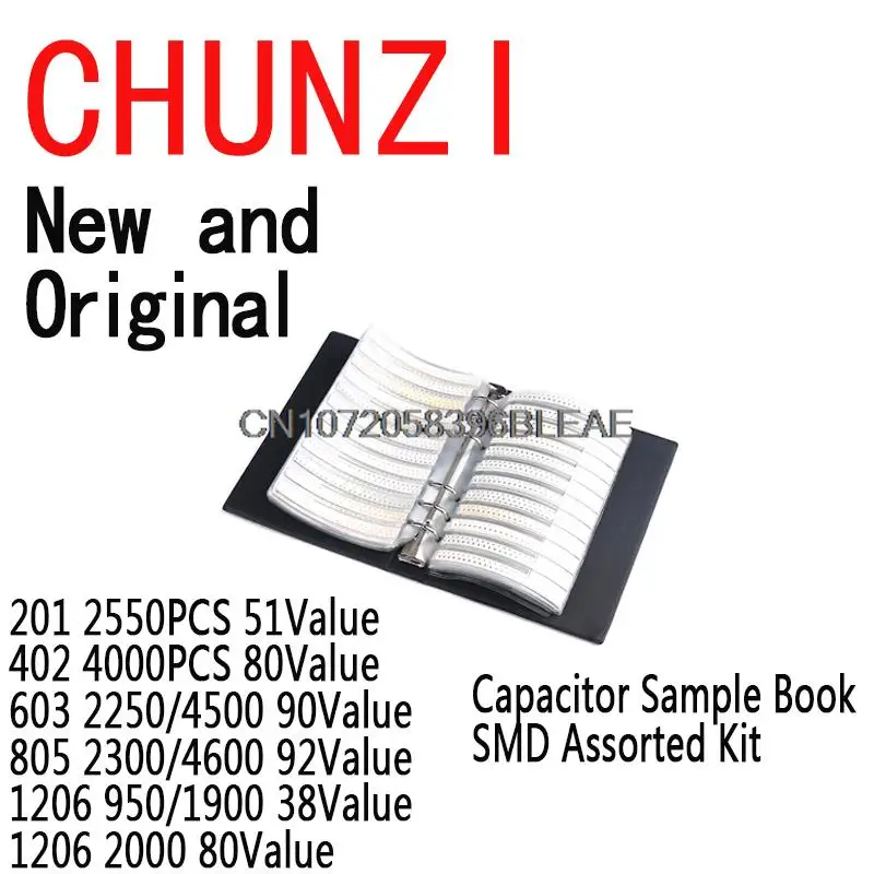 950PCS 2550PCS 4500PCS Capacitor Sample Book SMD Assorted Kit 0201 0402 0603 0805 1206 10uf 1nF 100pf 10nF