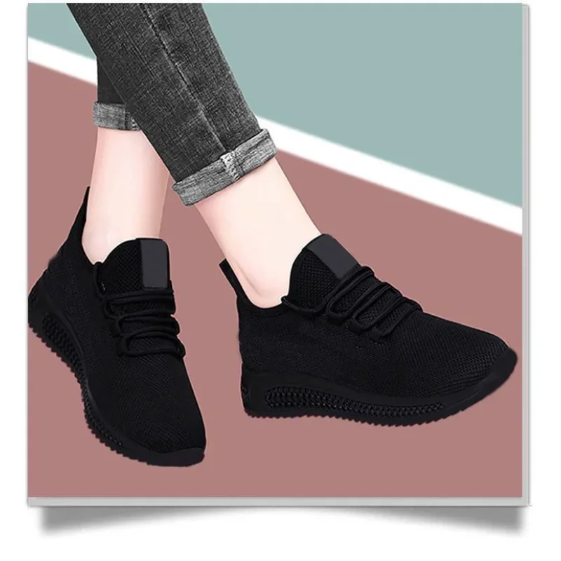 Maogu New Black Casual Mesh Breathable Sneakers Daily Lightweight Women Shoe Tennis Lace-up Cheap Sneaker Women\'s Sports Shoes