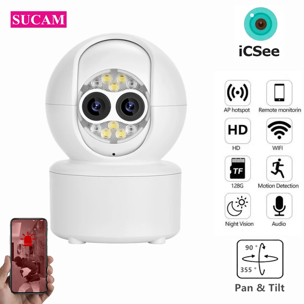 

4MP Dual Screen Wireless Security Indoor WIFI Camera Humanoid Detection Two Way Talk Wireless ICSEE PAN TILT Camera