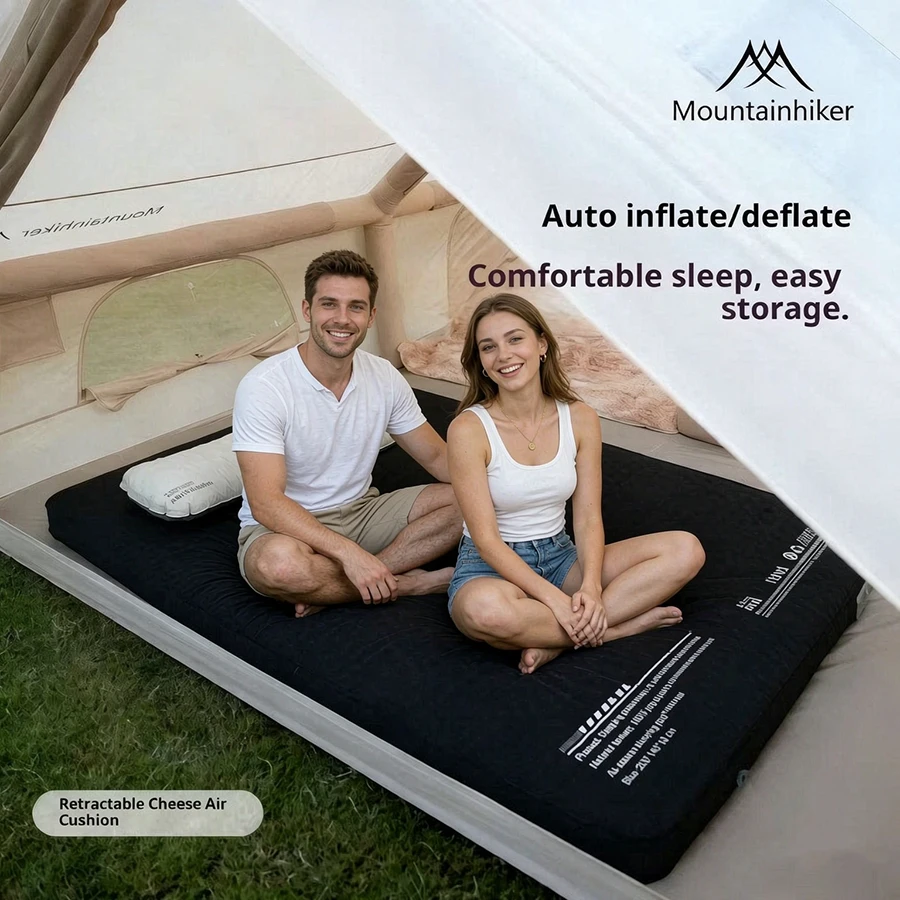 Single Double Person Self-inflating Mattress Thick 10cm Compact Folding Camping Sleeping Bed Pad Air Mat Floor