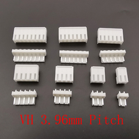 20Pcs JST VH 3.96mm Pitch Housing Connector VH3.96 2/3/4/5/6/7/8 Pin Straight Male Plug Female Socket White Plastic Shell Header