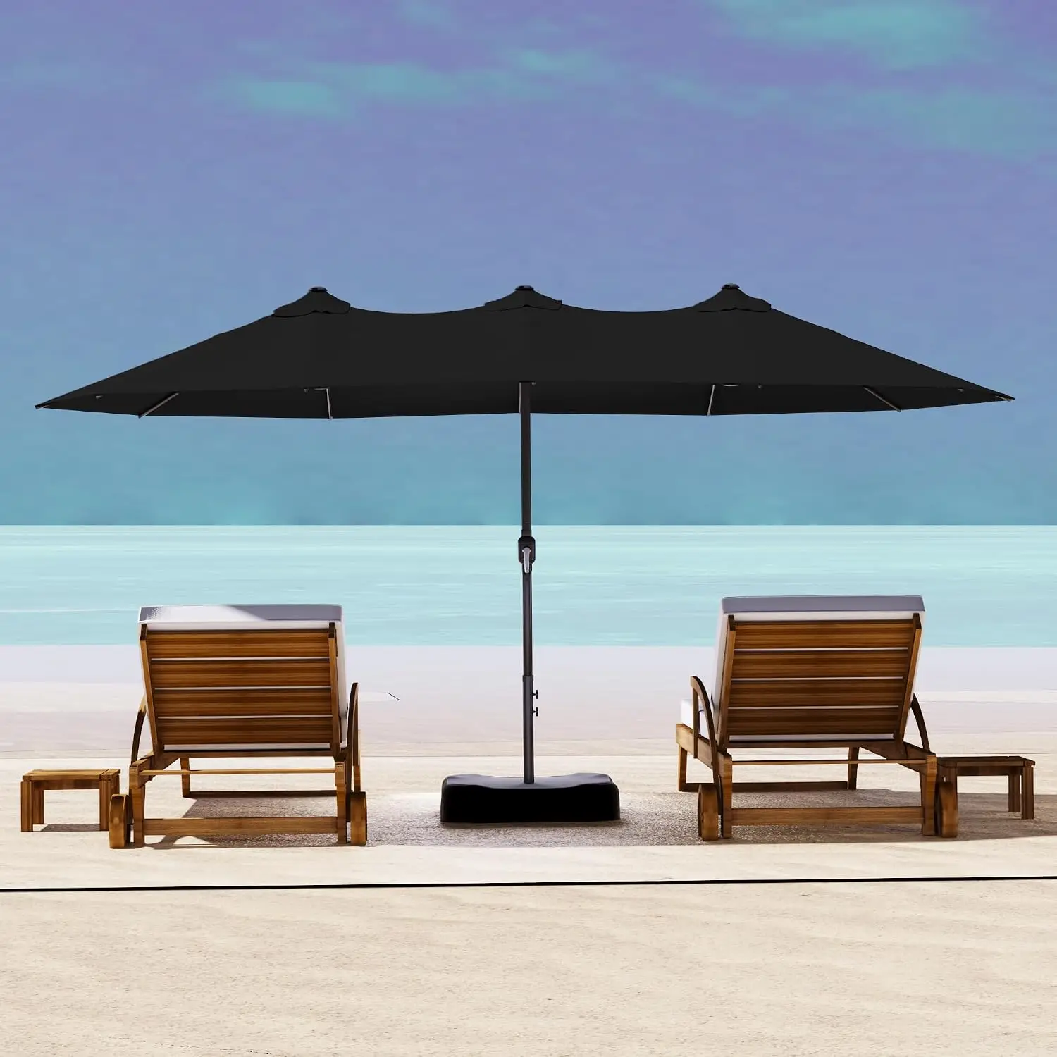 15ft Double-sided Outdoor Patio Umbrella with Base & Crank Handle, Large Market Garden Backyard Umbrella, Customized