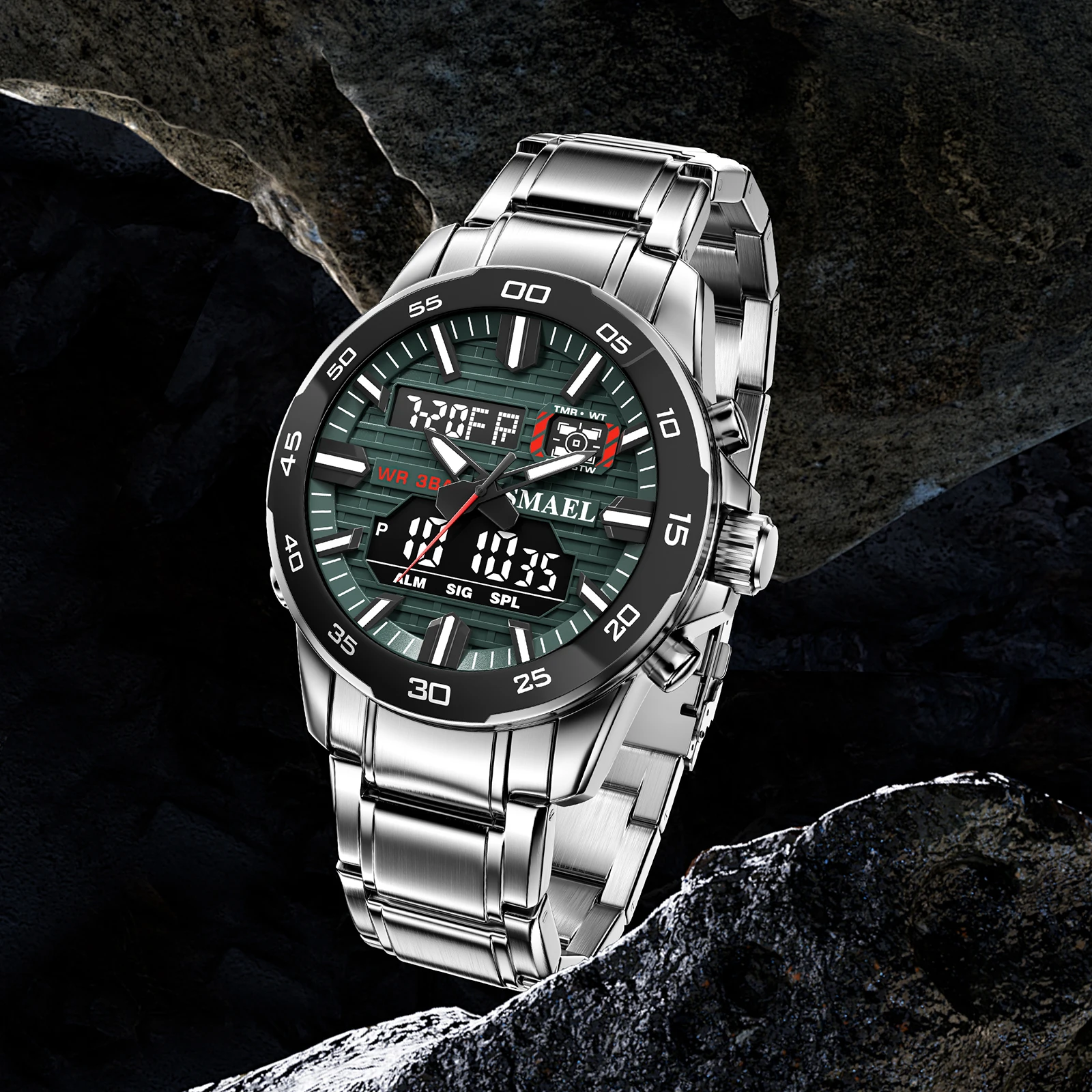 

Деловые часы для мужчин 50 м водонепроницаемые кварцевые часы 6076 часы из нержавеющей стали спортивные мужские цифровые кварцевые часы мужские часы