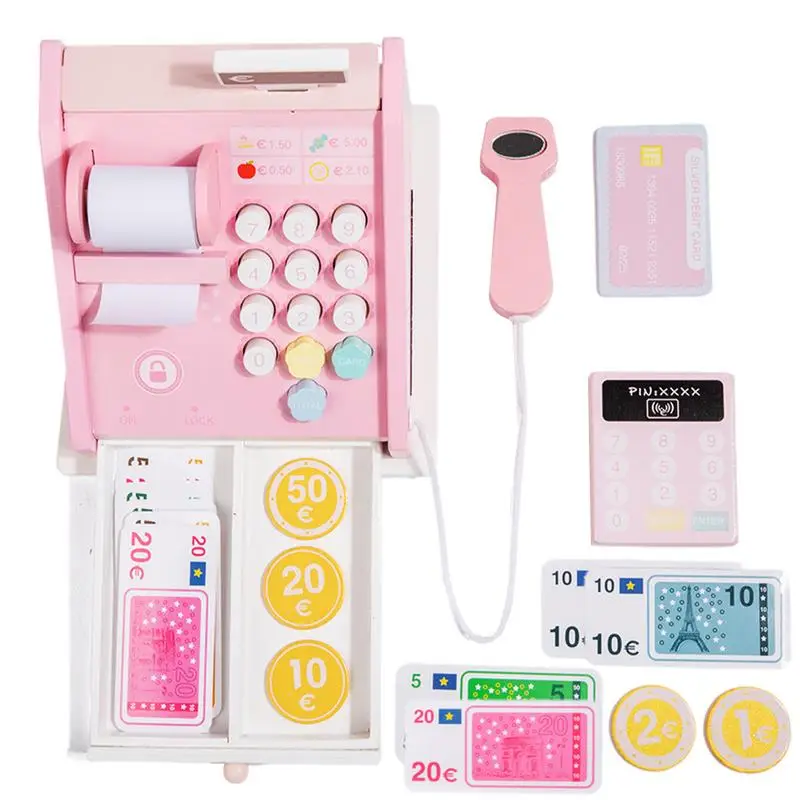 

Деревянный игрушечный кассовый аппарат, детский кассовый аппарат, ролевая игра, счетчик денег, игрушки, кассовый аппарат, игровой сильный кассир, игрушка с