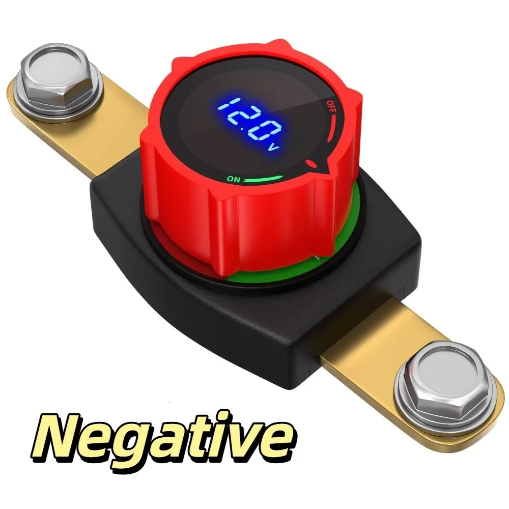 

12 V Battery Disconnect Switch Brass Screw Hole Power-off Switch LED Voltmeter Positive Negative Pole Voltage Display