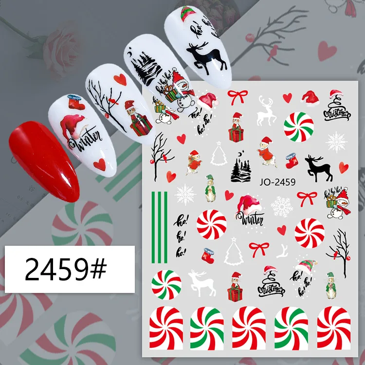 Cartoon 3D Santa Claus Snowman Nail Stickers Christmas Series Nail Art Decoration Relief Snowflakes Maple Leaf Elf Nail Sticker