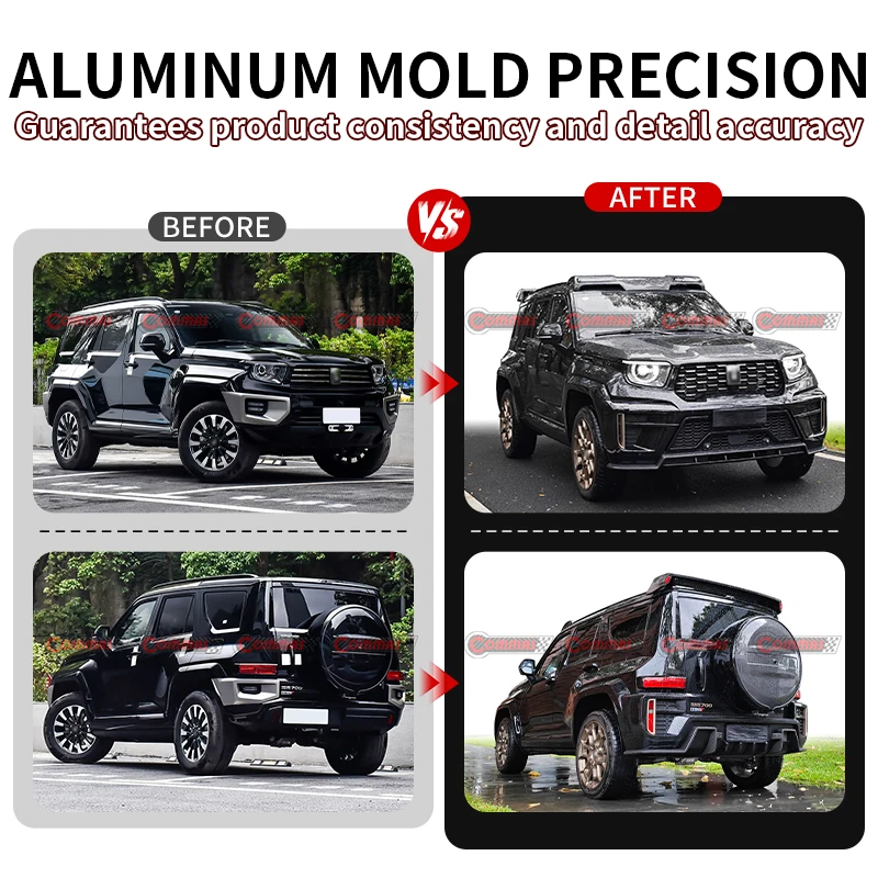 For Tank 700 Limited Edition Style PP Material Front Rear Bumper Assembly Center Mesh Fender Eyebrow Dry Carbon Fiber Spolier