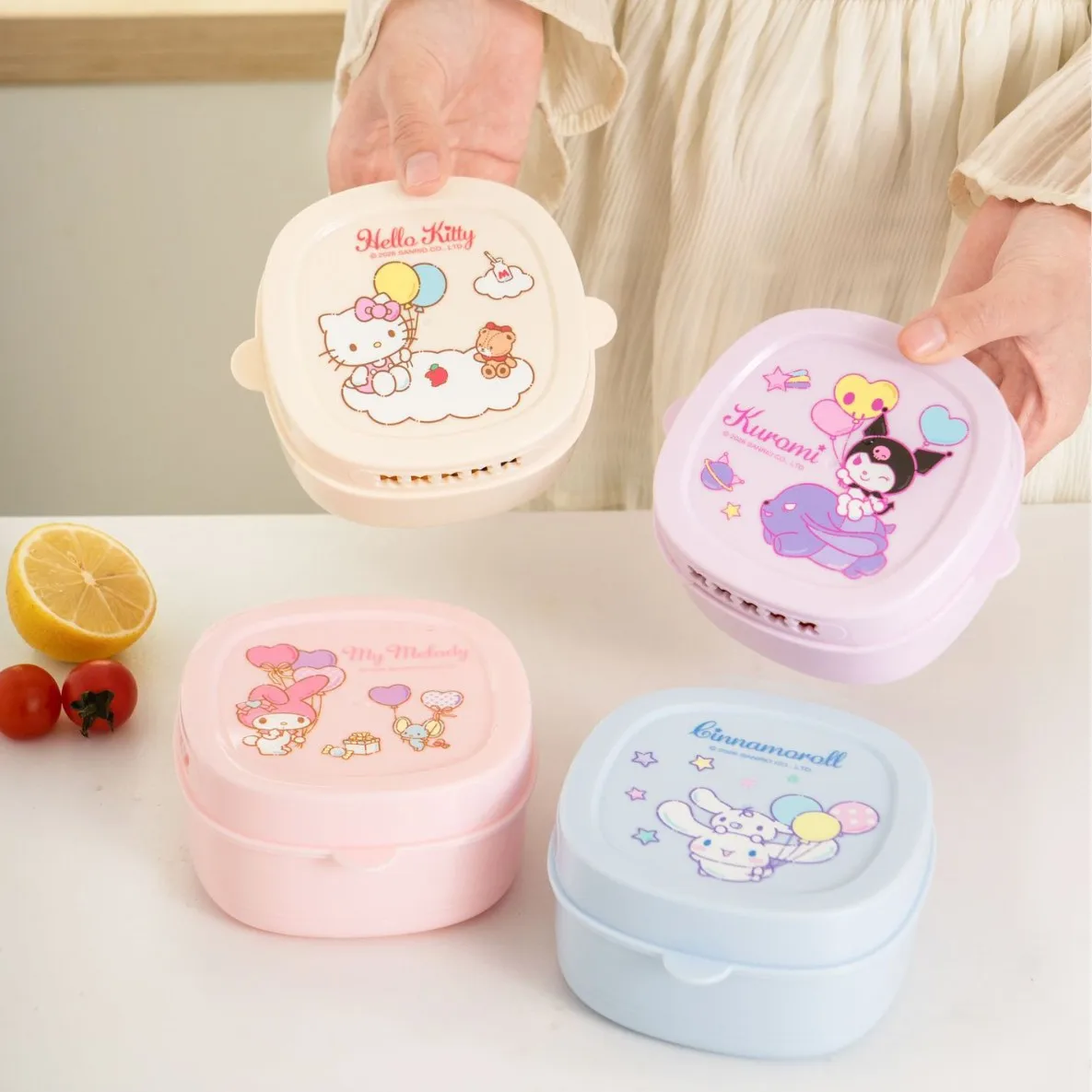 Sanrio Hello Kitty Kurumi Cinnamoroll Portable Outdoor Food Grade Storage Box for Fresh Fruits, Washed with Water