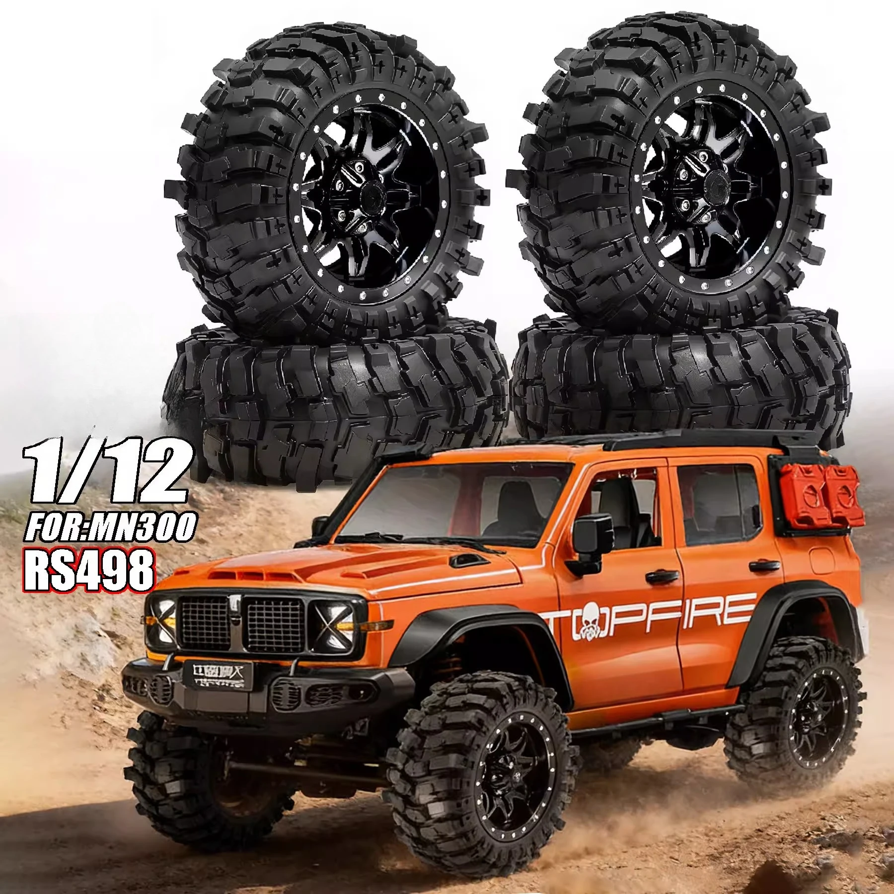MN300 1/12 Scale Crawler Tires for BoomRacing Gladiators 85mm Rim Diameter Tire Upgrade Kit