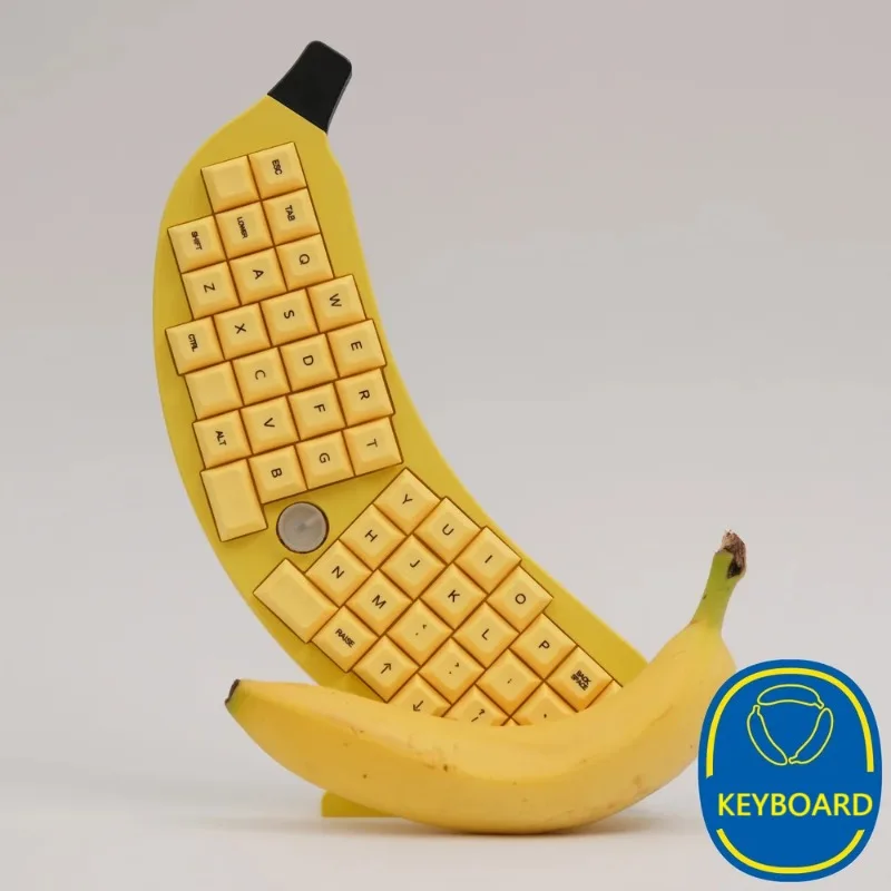 

Big Banana Ergonomic Mechanical Keyboard Hot Swappable RGB 48key Curved Layout Keyboard Supports VIA