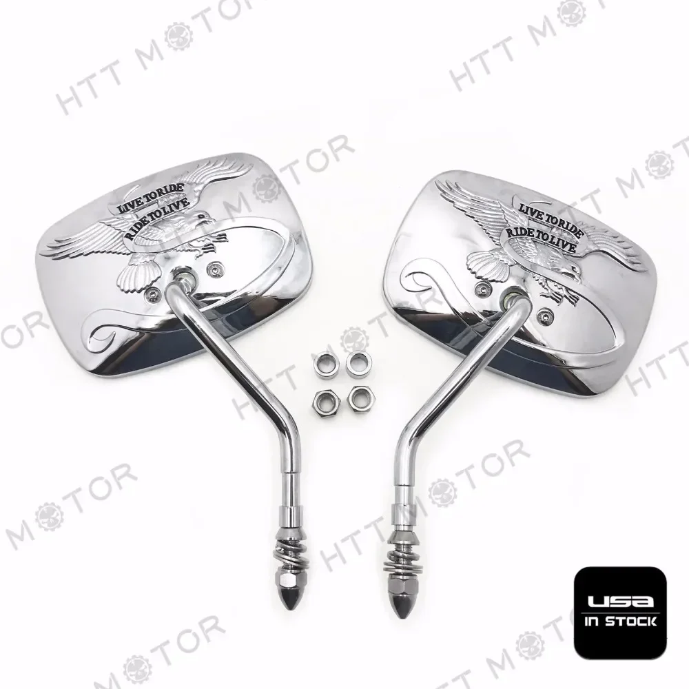 

Rear View Side Mirrors for 1984~up Harley Eagle Spirit Live To Ride 3D CHROMED Motorcycle Parts