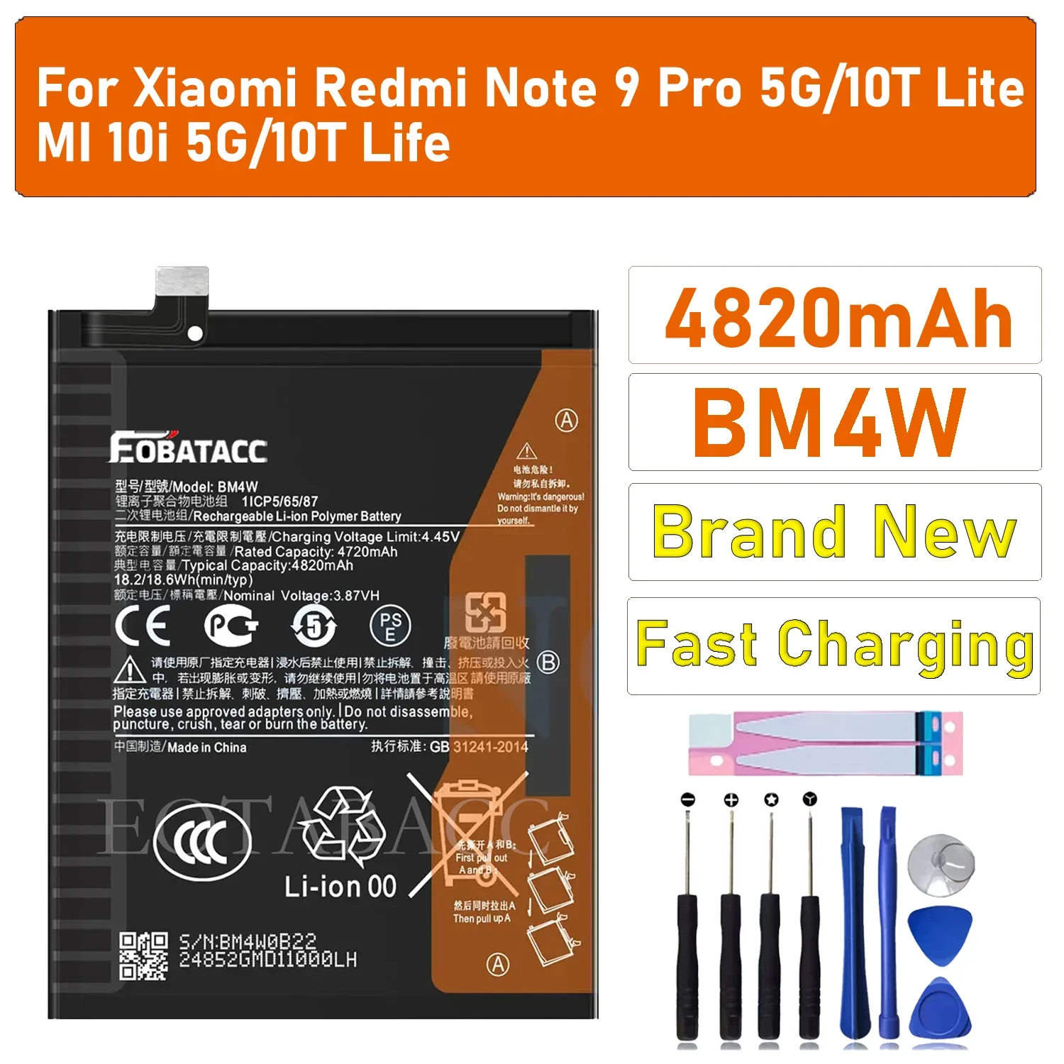 2025 Years 100% Original High Qulity 4820mAh BM4W Battery For Xiaomi Mi 10T lite 5G Batteries Bateria+ Free tools