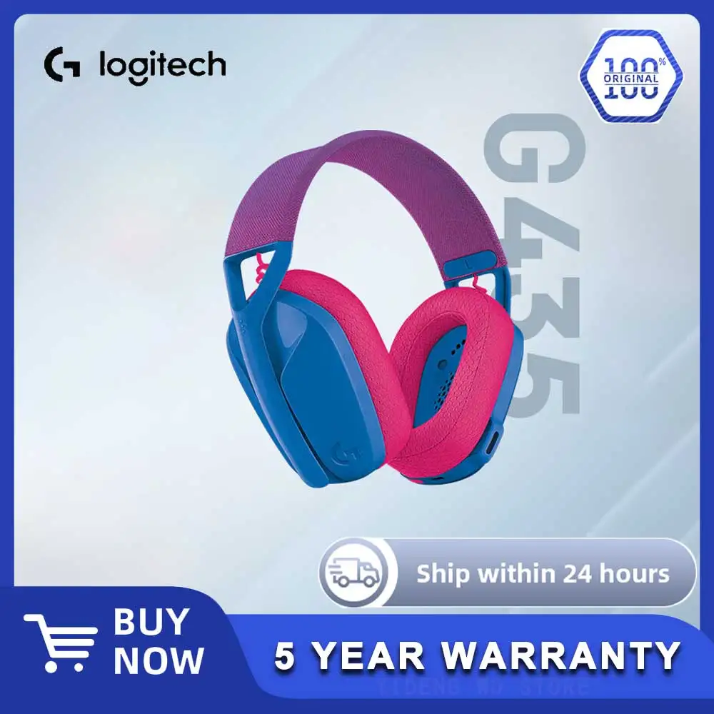 سماعات الألعاب Logitech G435 - موديل بلوتوث فوق الأذن، مصممة لأجهزة الكمبيوتر الرياضية الإلكترونية، مثالية للعب "ألعاب الجوع"