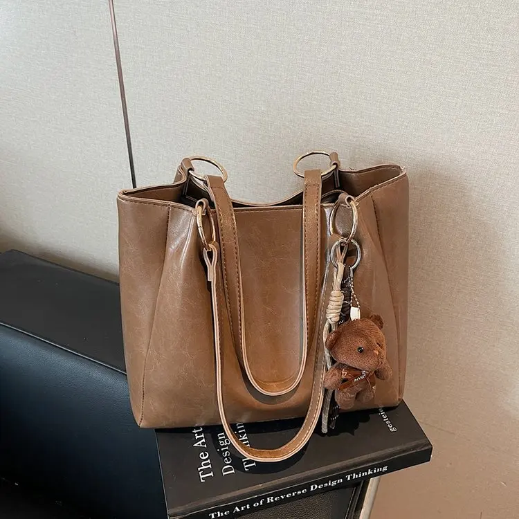 

Новинка 2026: Женская сумка-тоут в стиле ретро, вместительная, с текстурной отделкой, для повседневного использования, на плечо