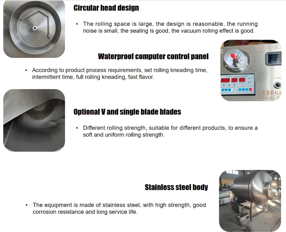 304 rolo de vácuo de aço inoxidável amassar marinheiro processamento de carne copo máquina de marinar bom preço para carne carneiro porco
