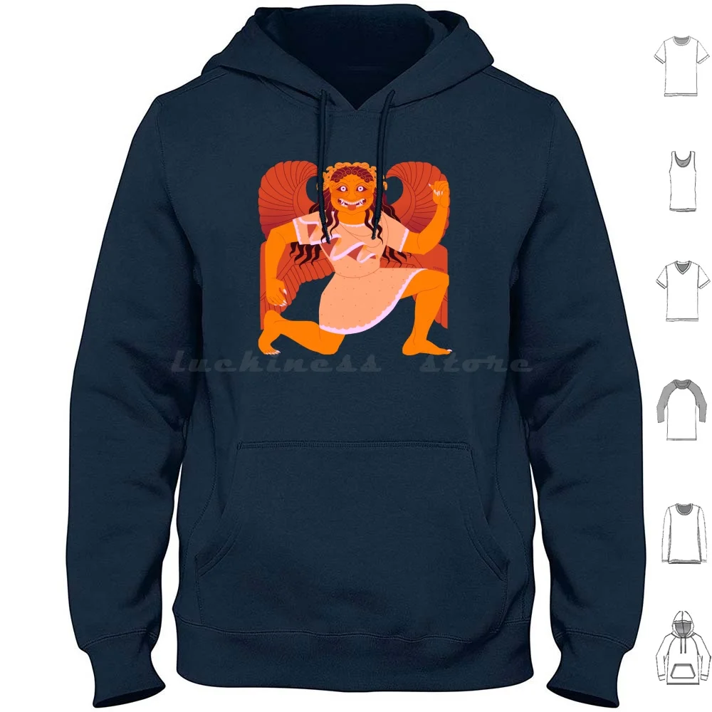 Archaic Gorgon-Orange Hoodies Long Sleeve Gorgon Archaic Red Figure Flaroh Ancient Greece Ancient History Art History