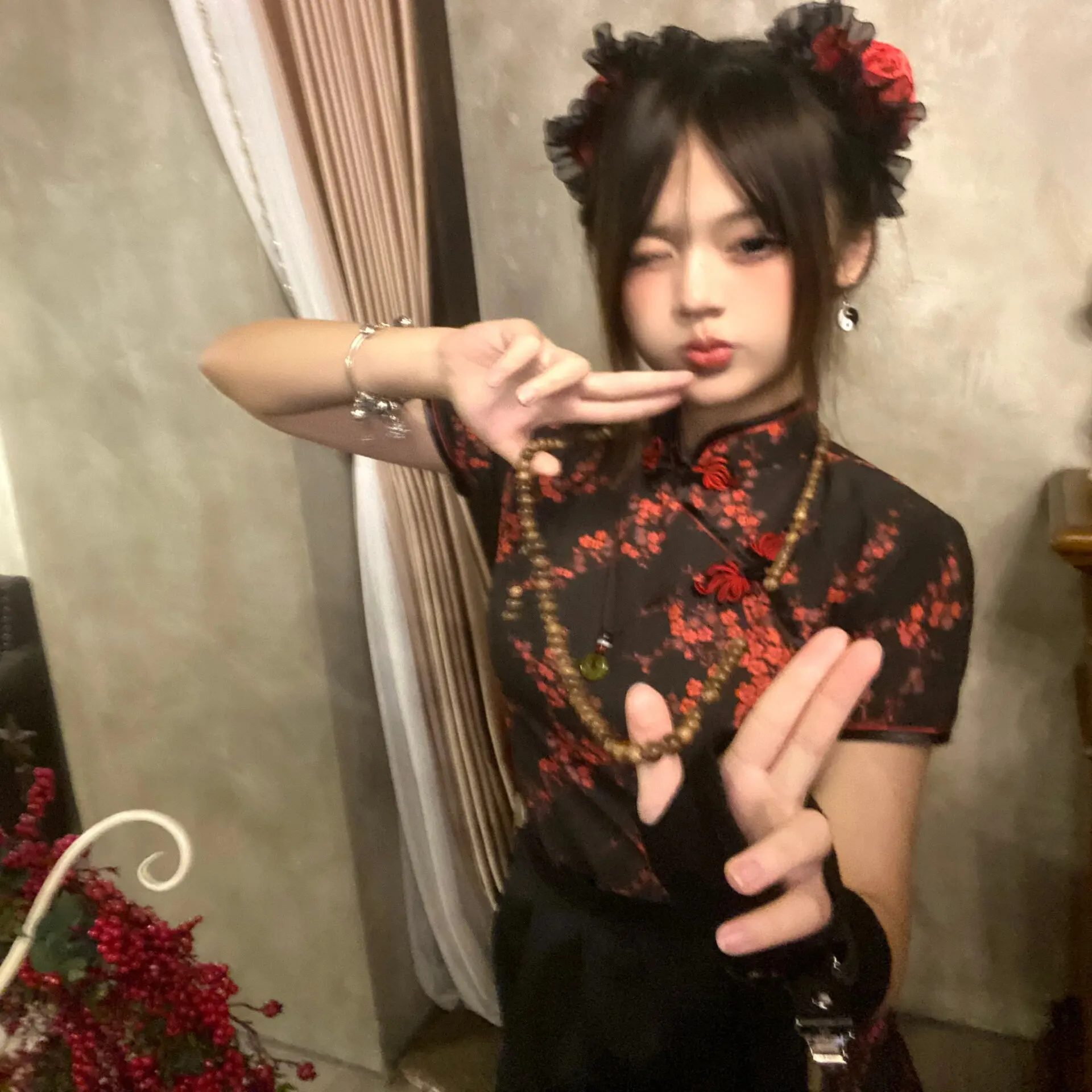 فستان تشيونغسام جديد بالطراز الصيني، زي تنكري للهالوين وعيد الميلاد، زي خادمات بأكمام قصيرة، زي نسائي قصير #2