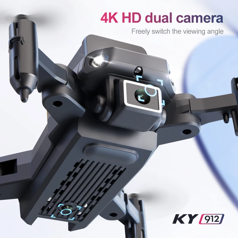 Ky912-簡単なフライミニドローンfpv,4k,折りたたみ式クワッドコプター,デュアルカメラ,360 ° スライダー,おもちゃ,無料リターン