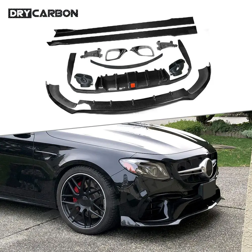 

Передний бампер из углеродного волокна, задний диффузор с боковыми юбками выхлопных газов, опорные кронштейны заднего спойлера для Benz W213 E63 AMG 2017+
