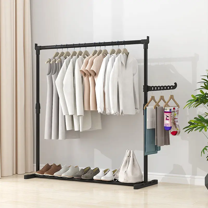 Simple Clothes Drying Rack for Bedroom Floor Standing Clothes Hanger Indoor Drying Rod Garment Rack Dormitory Floor Stand