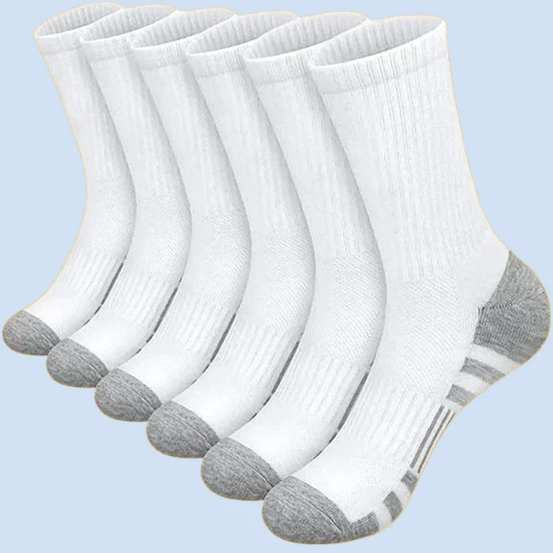 6 Pairs Fashion Thin Comfortable Soft Ground-Gripping Football Cotton Socks High Quality Men's Outdoor High Long Tube Gym Socks