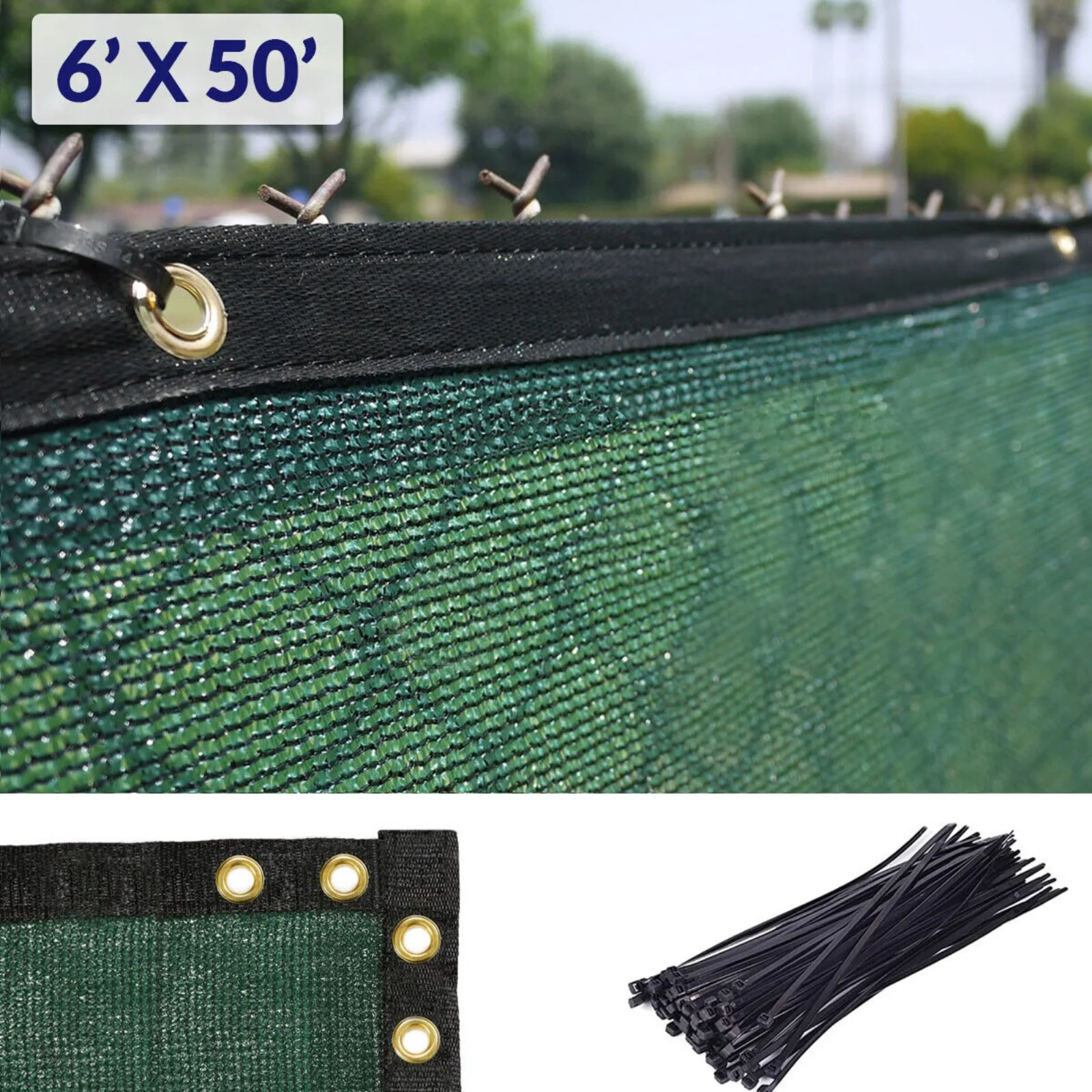 

6'x50' Green Fence Privacy Screen, Backyard Shade Mesh Tarp Garden Windscreen United States