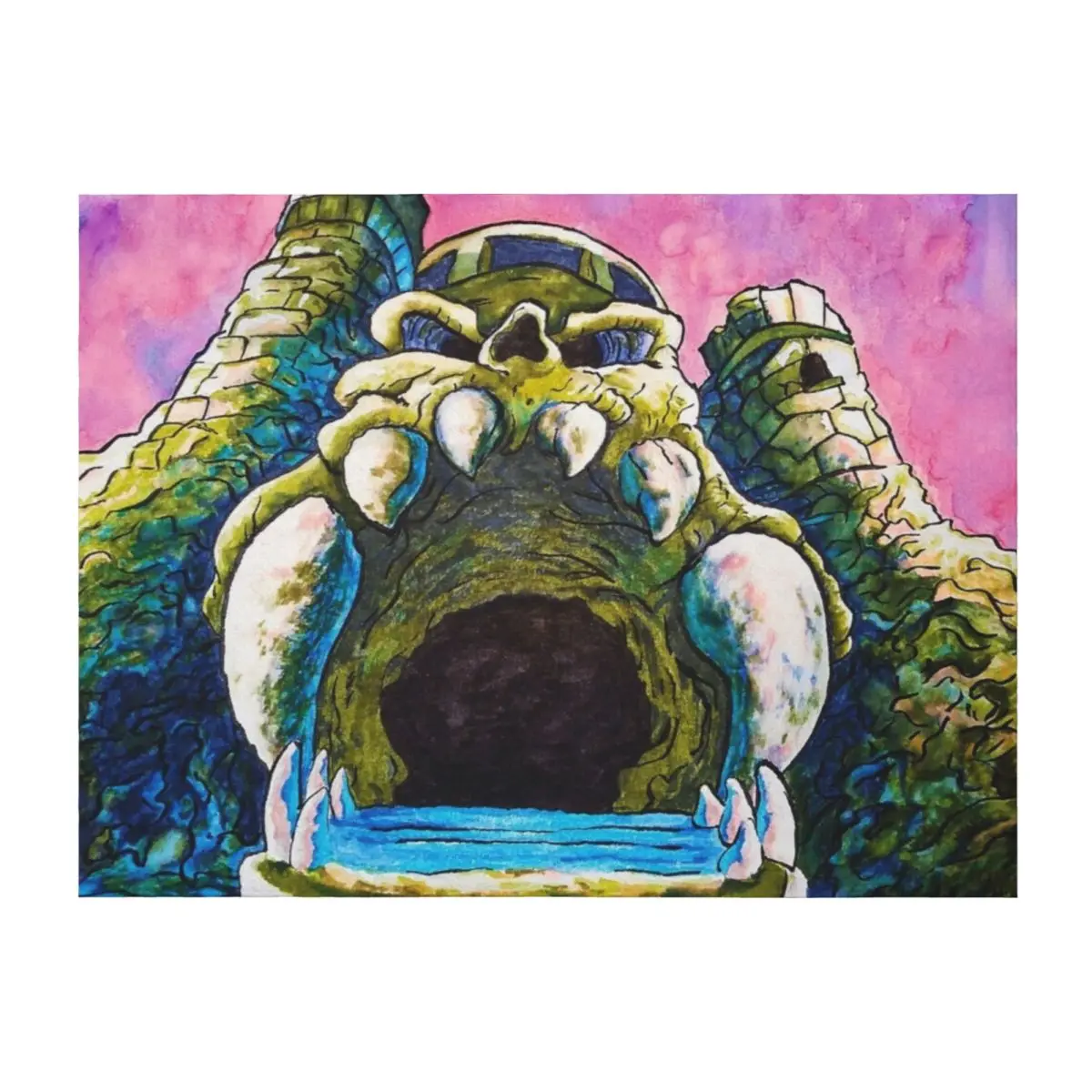 

Castle Grayskull watercolor painting Throw Blanket Soft Beds cosplay anime Soft Plaid anime Blankets