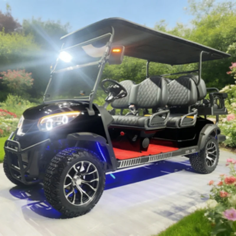 Low-Price Electric Golf Cart Aluminum Alloy Frame Road-Legal Hunting Multi-Purpose Trolley 14-Inch Off-Road Tires Tire LED Strip