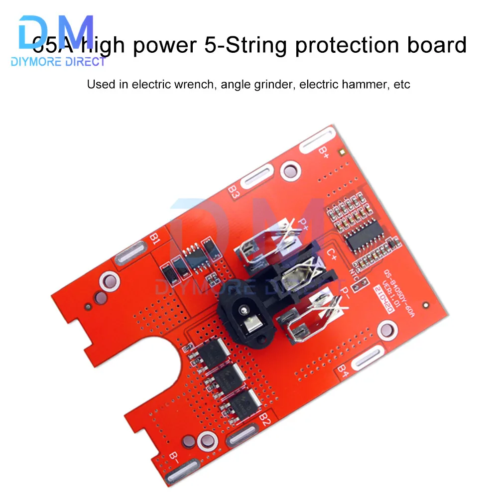 18650 Battery Power Bank Charge Protection Board BMS 5S 18V 21V 65A Li-ion Lithium For Screwdriver/Electric Tools