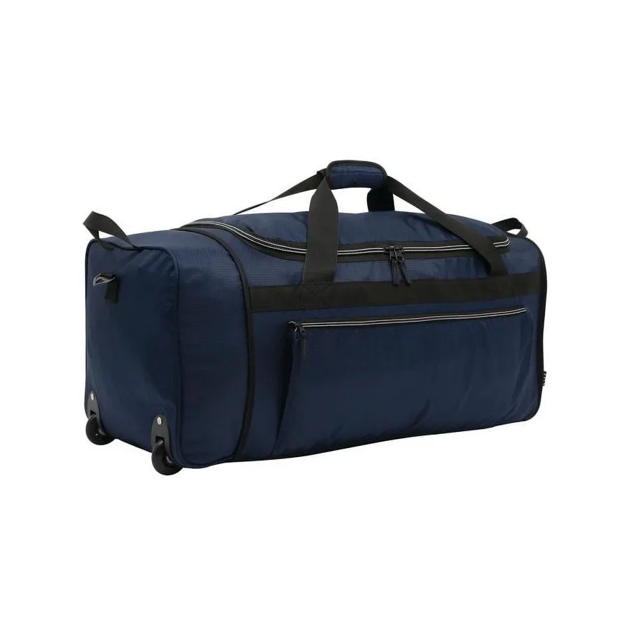 28-inch Large Collapsible Rolling Duffel Bag for Travel Navy
