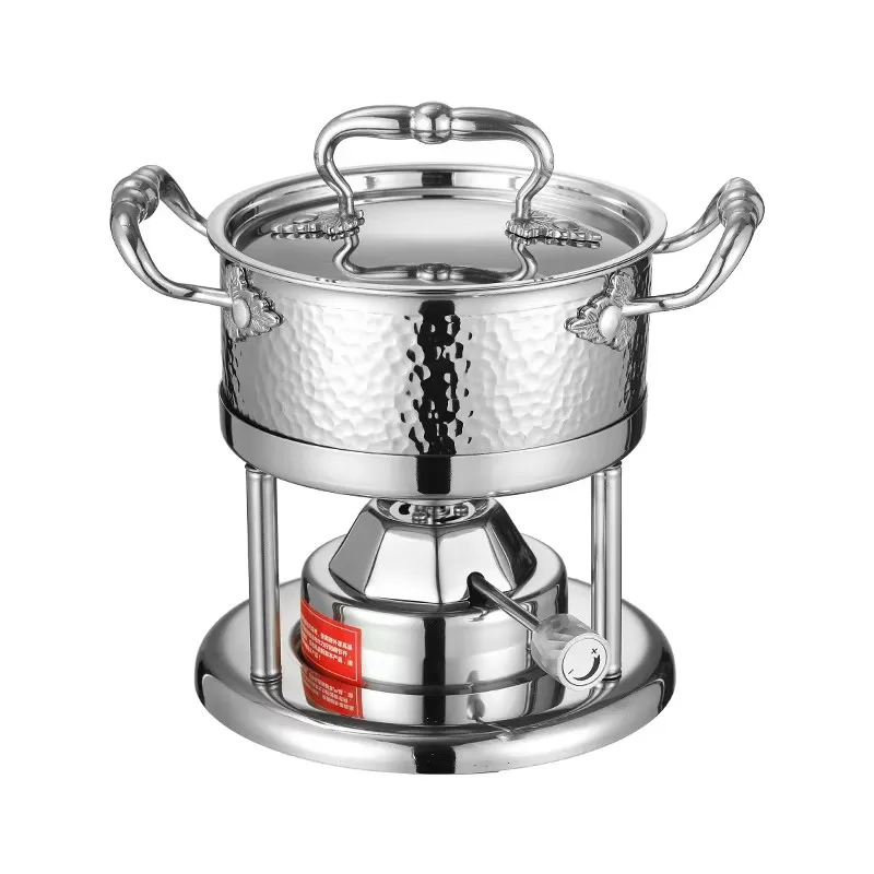 Stainless steel alcohol stove small hot pot inflatable gas stove adjustable fire commercial single seafood small hot pot