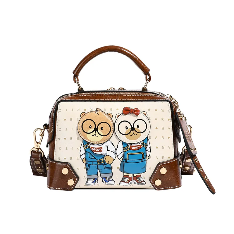 2024 Summer New Small Bag Female Fashion Small Square Bag Casual Bear Cartoon Fashion Versatile Crossbody Bag Shoulder Bag