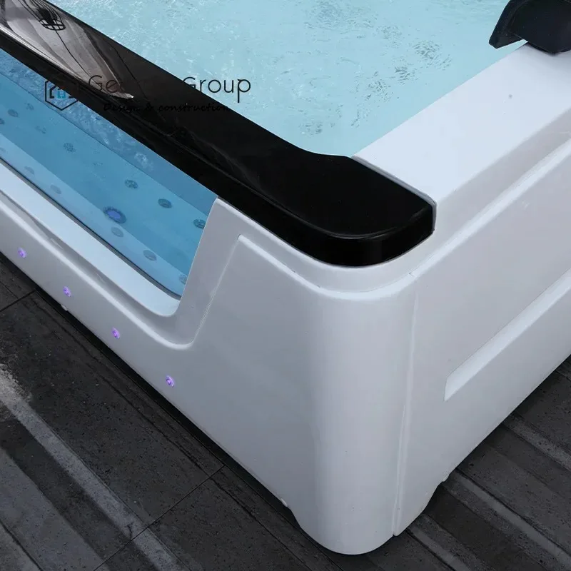1600mm Long Massage Acrylic Bath Tub Indoor Bathroom Whirlpool Bathtub With Water Level Reaction