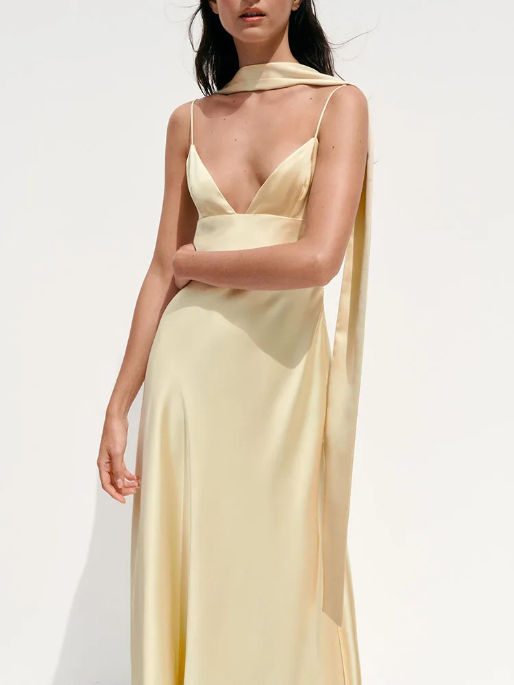 Новинка лета 2029, тонкий шелковый атласный шарф Faion с высокой талией, вечерняя женская одежда Dr Ele Aosphere без све