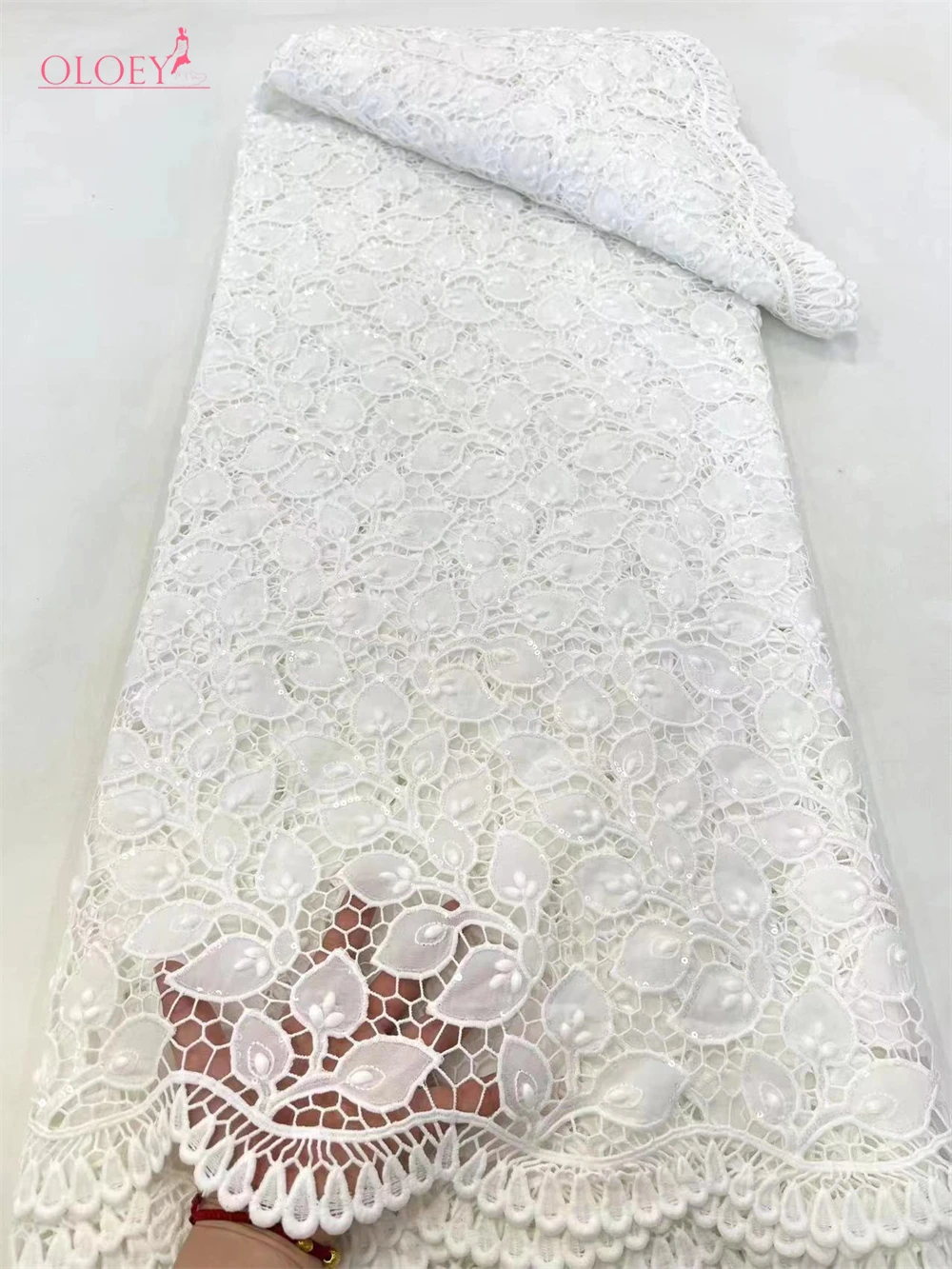 Colori ecologici moda francese maglia ricamo tessuto di paillettes tessuto di pizzo nigeriano africano per abito da sposa