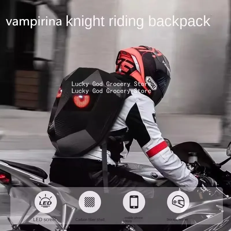 LED Knight Cycling Backpack with Eye Motorcycle Helmet Mochilas para motocicletas Waterproof Laptops Bags Saco Moto Schoolbag
