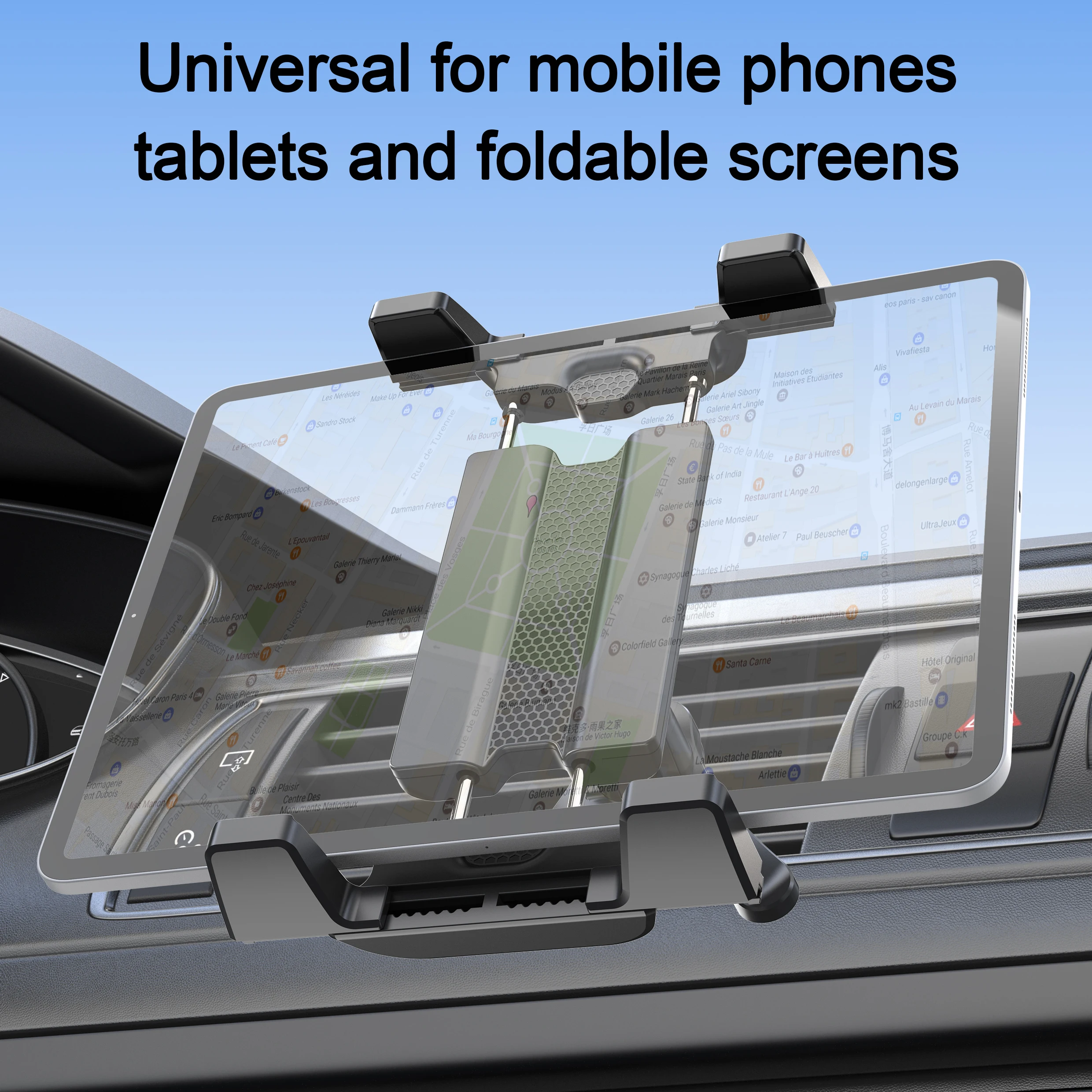 LRBH Universeller Auto-Lüftungshalter für Tablets und GPS-Geräte, passend für 7"-12,9" iPad Pro/Mini/Air 2, Galaxy Tab & 4"-7" faltbare/gerade Handys. – Detail 12