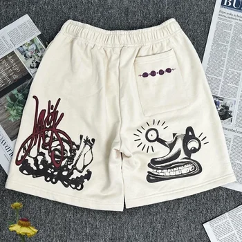 CACTUS JACK 스웻팬츠 만화 프린트 하이 퀄리티 바지, 남성 여성 스트리트웨어 패션, 캐쥬얼 반바지, 선인장 잭