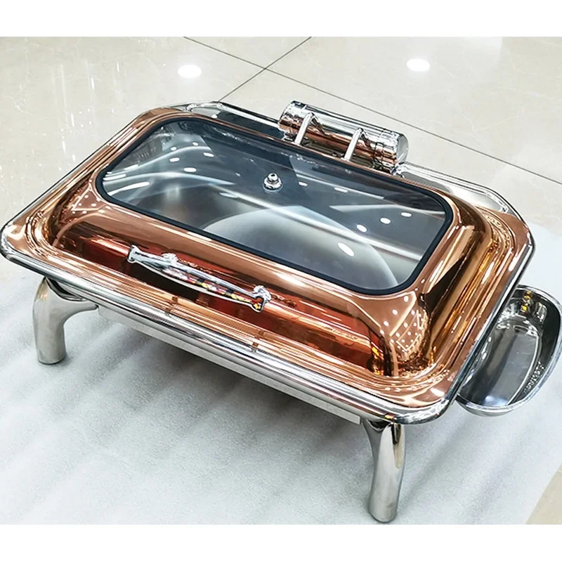 Thickened rose gold buffet stove Factory outlet Thickening square buffet stove stainless steel buffet food warmer chafing dish