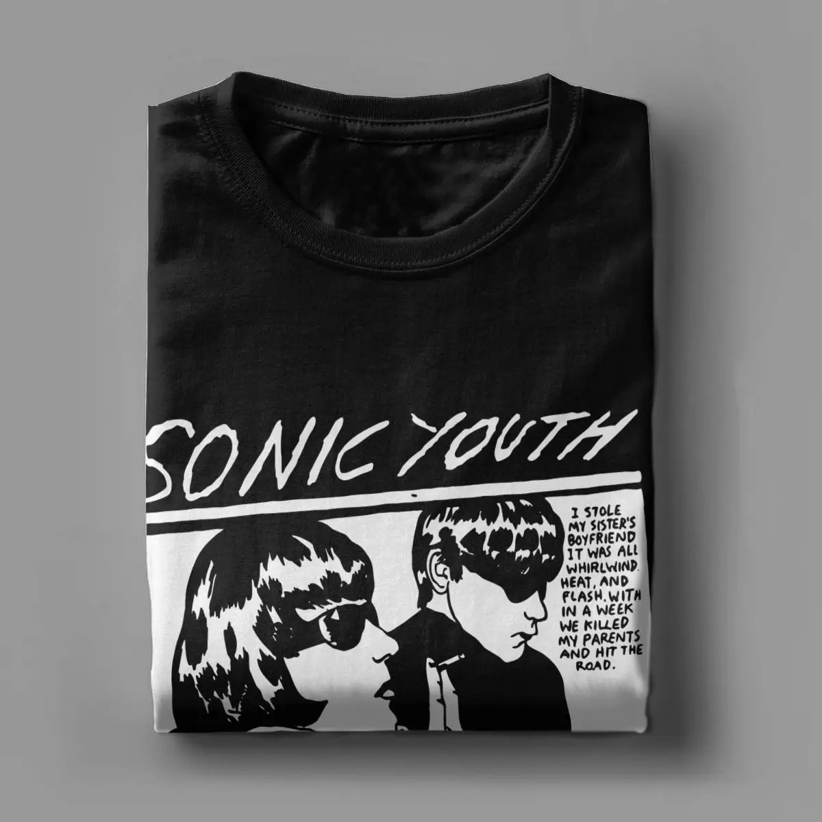 Vintage Heat And Youth Flash Sonic Youth T-Shirts Men O Neck 100% Cotton T Shirt Music Band Short Sleeve Tees Big Size Tops