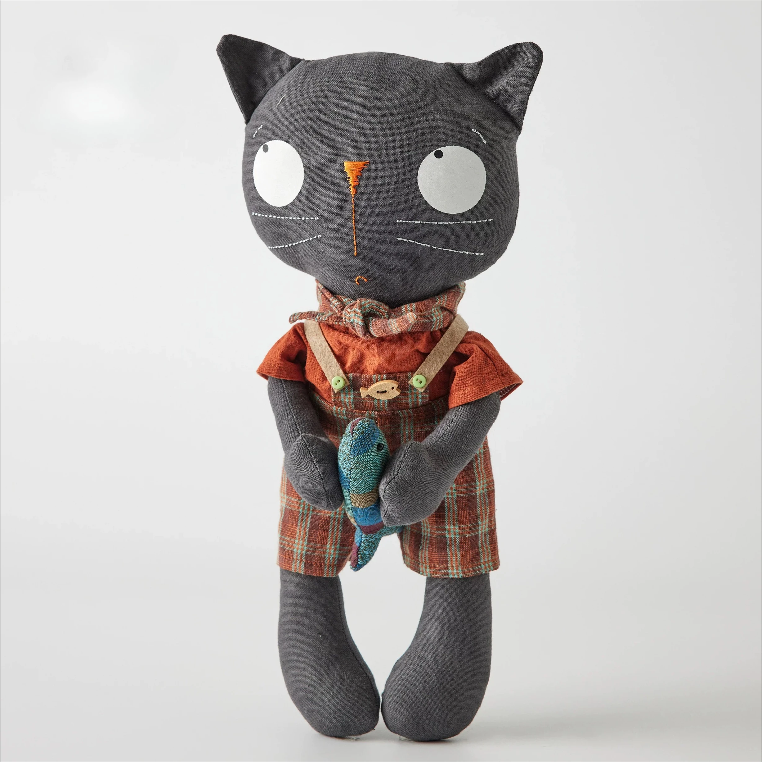 

Handmade Retro Quirky Personalized Black Cat Doll Abstract Figurine Children's Toy Doll Decorative and Household Decoration